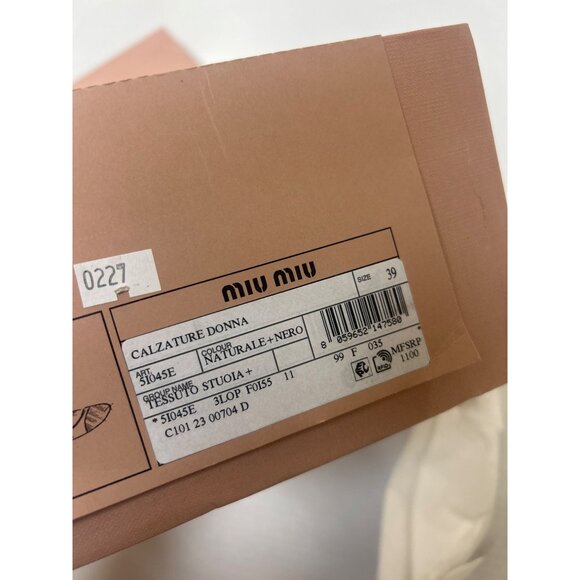 MIU MIU Leather Trimmed Raffia Slingback Pumps Naturals Size 39 NWT - Picture 6 of 7